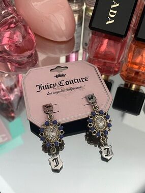 ✨Vintage Juicy Couture Scottie Dog Bling Drop Earrings Shield Charm✨NWT